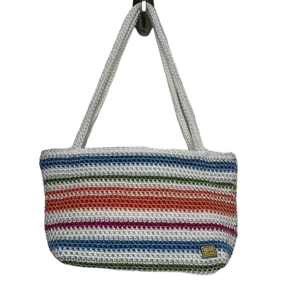 The Sak Classic Mini White Rainbow Striped Crochet Bag - Picture 1 of 6